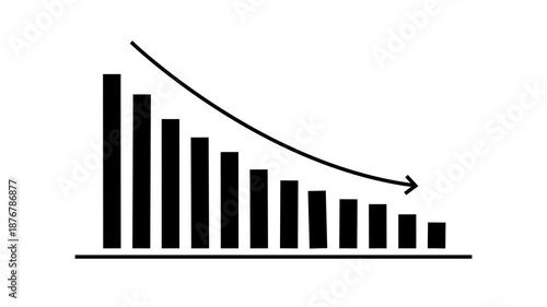 Animated illustration of a statistical curve with a down sign indicating loss