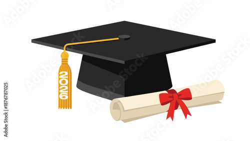 Wallpaper Mural A graduation cap with a tassel dated '2026' and a diploma tied with a red ribbon, symbolizing academic achievement and graduation. Torontodigital.ca