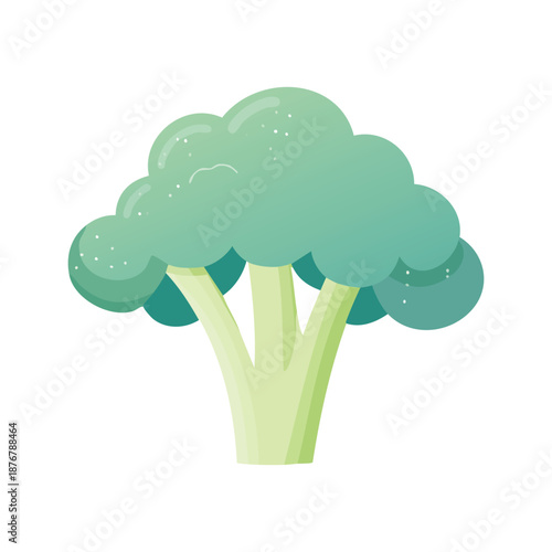 A close-up illustration of broccoli against a white background
