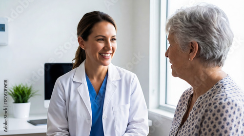 A doctor talking to senior patient.