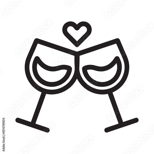 Cheers to love A simple illustration of two wine glasses and a heart