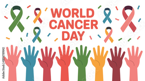 Celebrating world cancer day together Vector