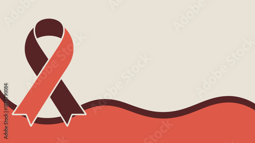 Awareness ribbon on red background Vector