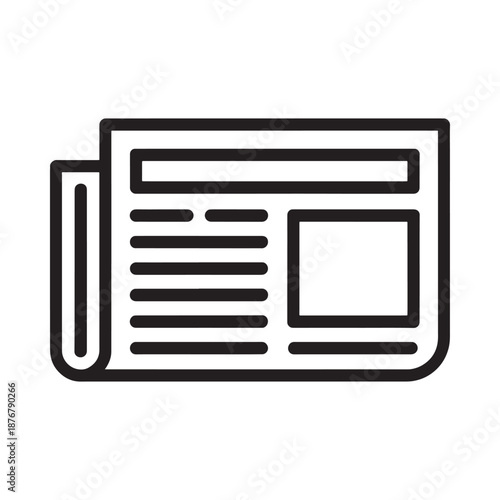 Simple black and white outline of a folded newspaper with blank sections