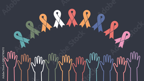Hands holding ribbons in support Vector