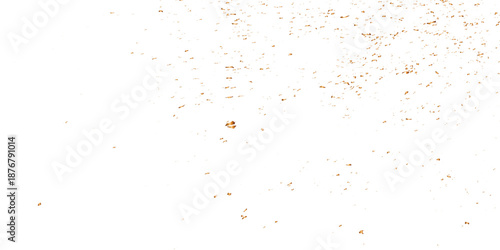 White grainy texture featuring brown speckle patterns and subtle distressed orange dust layered with celebratory falling gold glitter and confetti for a vibrant radiant design