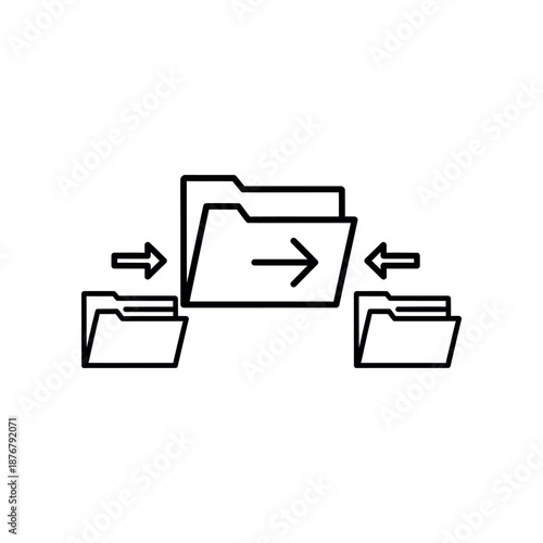 Data transfer occurs between folders and a central file.
