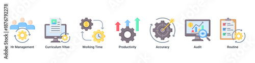 HR Operations banner illustrating workforce management, productivity tracking, and administrative accuracy
