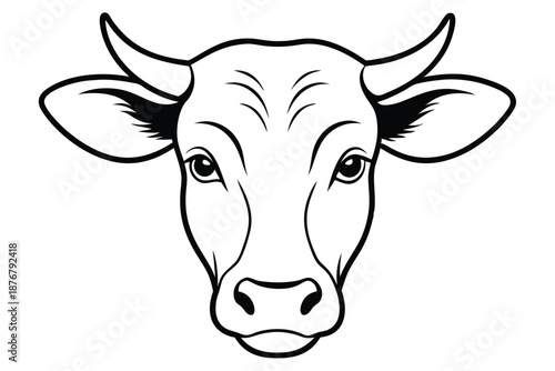 Holstein Cow Head Profile - Simple Black and White Silhouette Vector for Milk and Dairy Branding