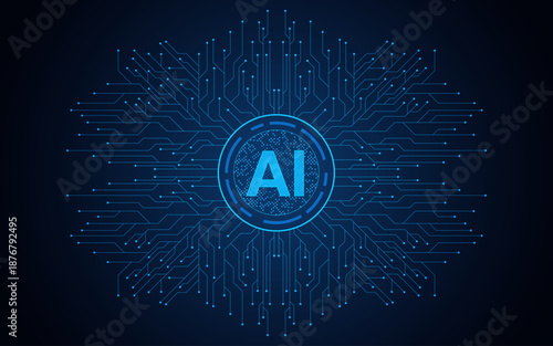 Futuristic AI Chip Technology Background.Perfect for use in tech presentations, AI websites, IT services, cybersecurity, machine learning, and future technology concepts.