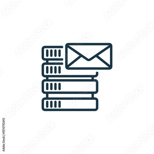 Servers stacked with email icon on top sending data