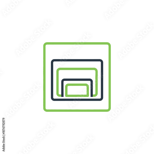 A graphic illustration depicts nested squares with green and black outlines on white.