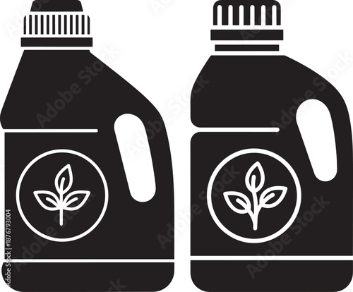 Gallon containers chemical bottles silhouette vector art