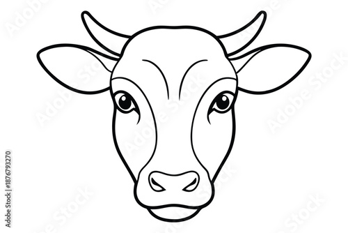 Vintage Style Cow Head Illustration, Black and White Hand-Crafted Vector for Butchery