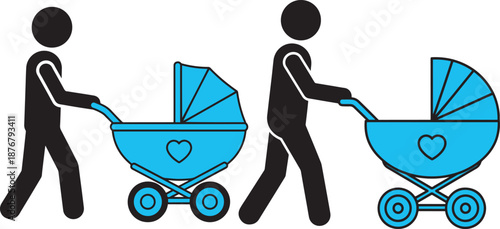 Baby stroller silhouette pictogram symbol vector