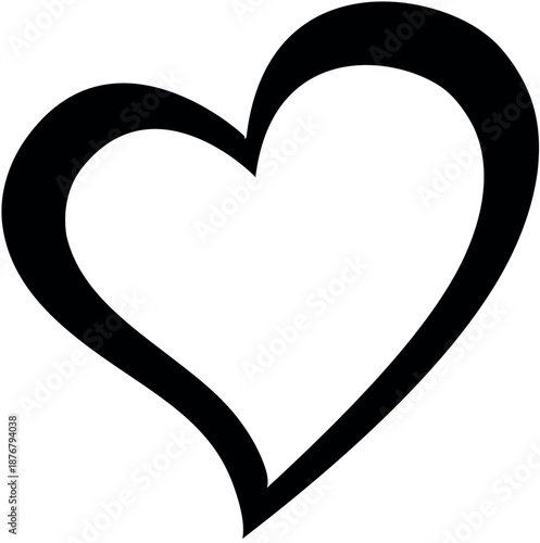 Hand-Drawn Style Bold Black Heart Outline Icon Isolated on White