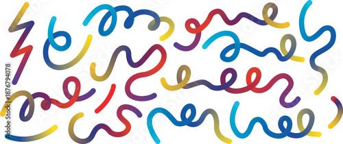 Colorful abstract lines and playful squiggles forming a vibrant, dynamic pattern