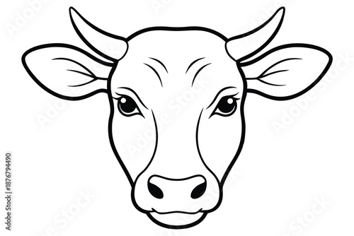 Stylized Cattle Head Silhouette Vector Illustration for Modern Agricultural and Food Branding
