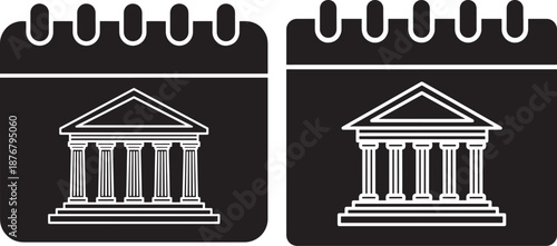 Banking regulation deadline vector black silhouette