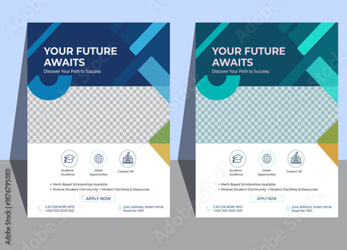 Professional Higher Education And University Admission Flyer, School admission flyer design, kids education leaflet brochure, cover layout School Admission Open Flyer Design Template Vector