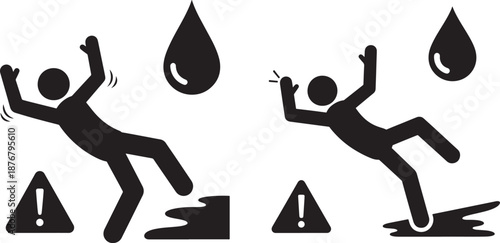 Slippery surface hazard caution symbol silhouette