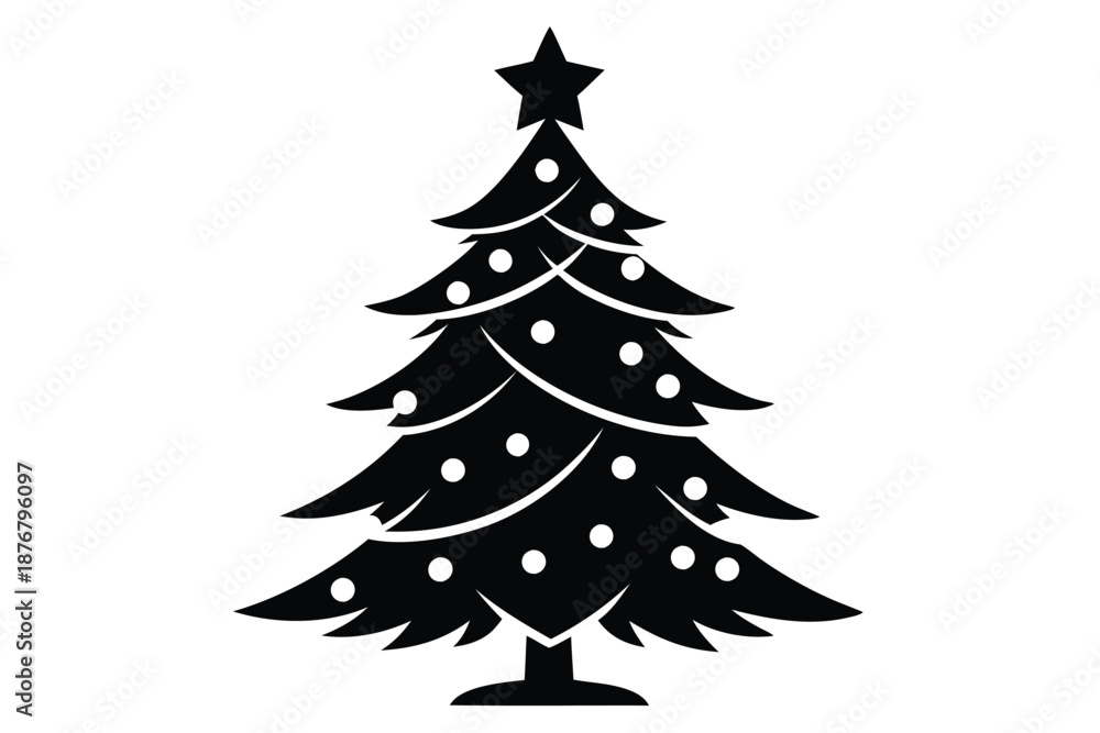 Obraz premium Abstract Christmas Tree Shape Silhouette, Black Geometric Pine Tree Vector for Minimalist Holiday Invitations and Seasonal Decor