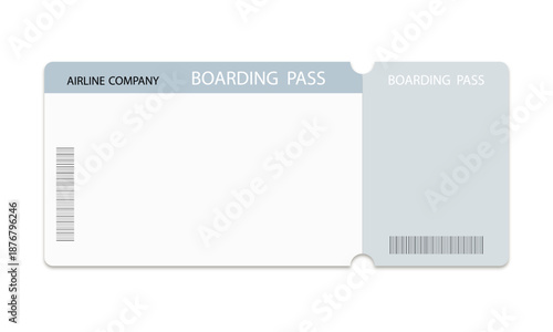 Airplane ticket template on white background.