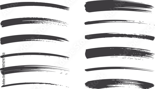 Collection of Hand Drawn Black Grunge Brush Strokes and Paint Texture Elements Isolated on White Background Vector