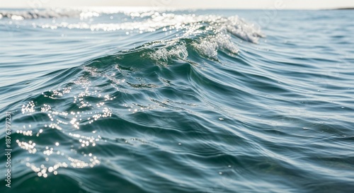 Sparkling Teal Ocean Wave Cresting in the Sunlight on a Bright Day