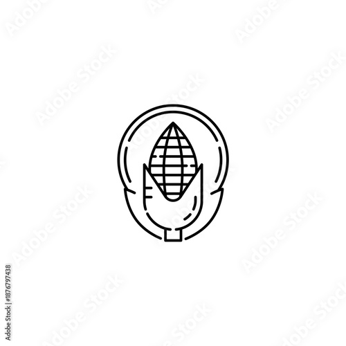 Corn icon, Corncob Symbol Outline icon Transparent background Editable Stroke