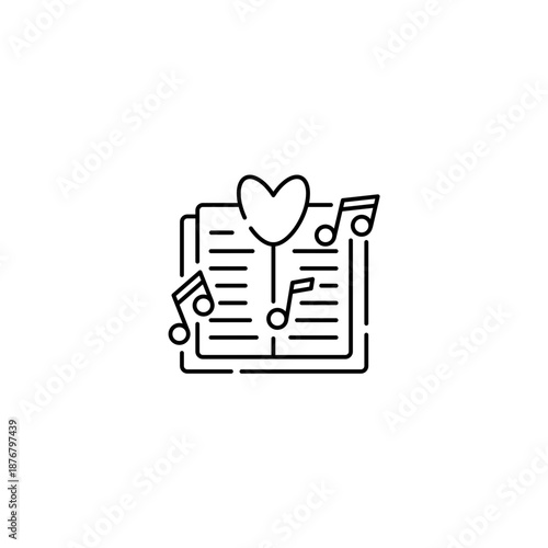 Songbook icon, Orchestra Book Symbol Outline icon Transparent background Editable Stroke