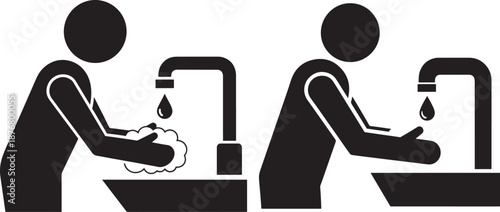 Silhouette of person washing hands to maintain hygiene
