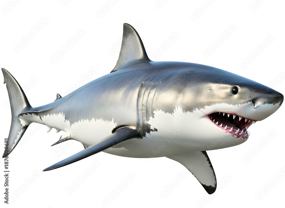 Fototapeta premium Great white shark isolated isolated on transparent background