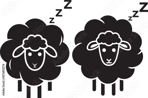 Counting sheep silhouette to fall asleep faster