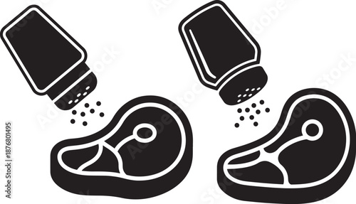 Seasoning meat silhouette with salt and pepper