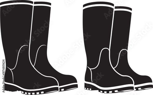 Pair of rain boots silhouette for rainy days