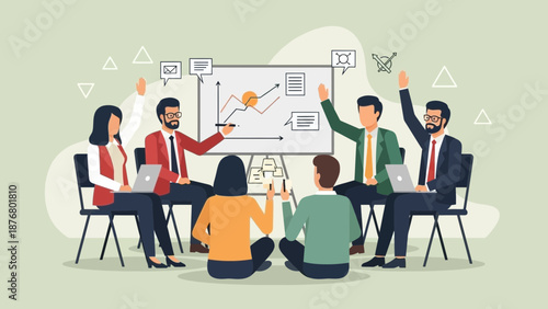 Business Meeting: Teamwork, Brainstorming, Presentation, Strategy, Collaboration