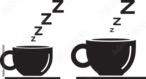 Lazy silhouette cups of coffee sleep deprivation concept