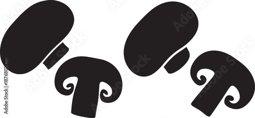 Fresh silhouette mushrooms organic produce vegetable fungi