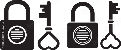 Padlock and key security silhouette privacy protection