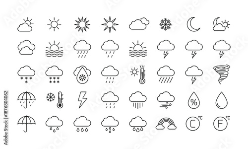 Collection of hand drawn mushroom icons and line art