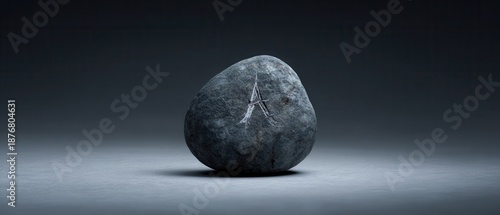 Minimalist Japanese Symbol on a Single Stone, Capturing Serenity and Simplicity in Design