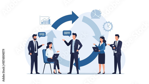 Business Team Collaboration and Project Management Cycle