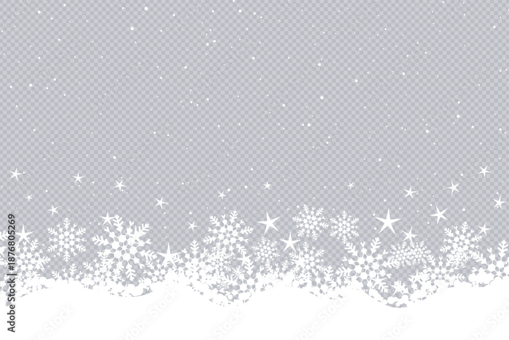 Obraz premium Icy Snowflake Crystal Winter Frame with Frost Texture and Transparent Snowflake Border for Holiday and Christmas Design, Snowflake Transparent background