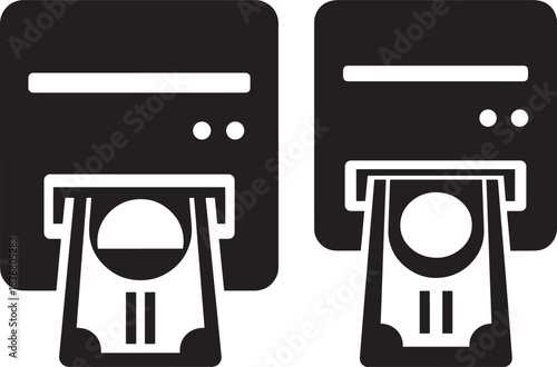 Atm silhouette cash machine finance service icon