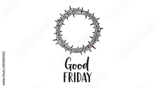 Good Friday illustration with crown of thorns symbolizing Christian faith and Easter holiday.