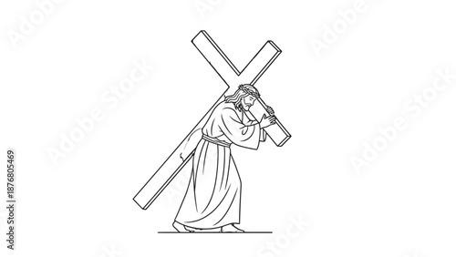 Jesus Christ carrying the cross, a symbol of faith and sacrifice.