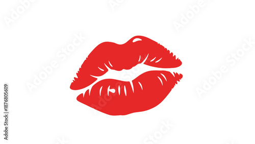 Red lips illustration isolated on white background.