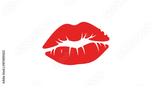Red lips illustration with sensual expression and vibrant color.