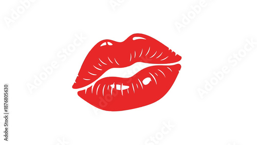 Red lips illustration, sensual and inviting, symbolizing love and passion.